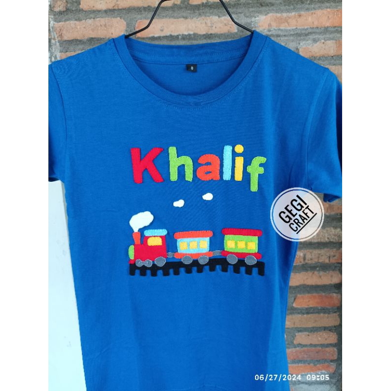 Kaos nama dan karakter dari kain flanel (Warna Biru Elektrik II)