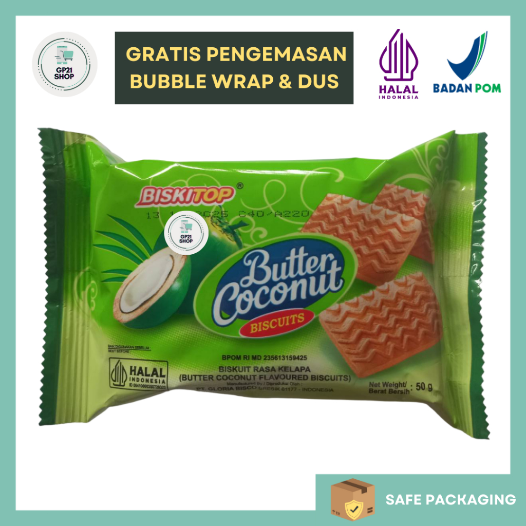 

Biskitop Butter Coconut 50gr - Biskuit Kelapa Mentega Snack Cemilan Murah Enak