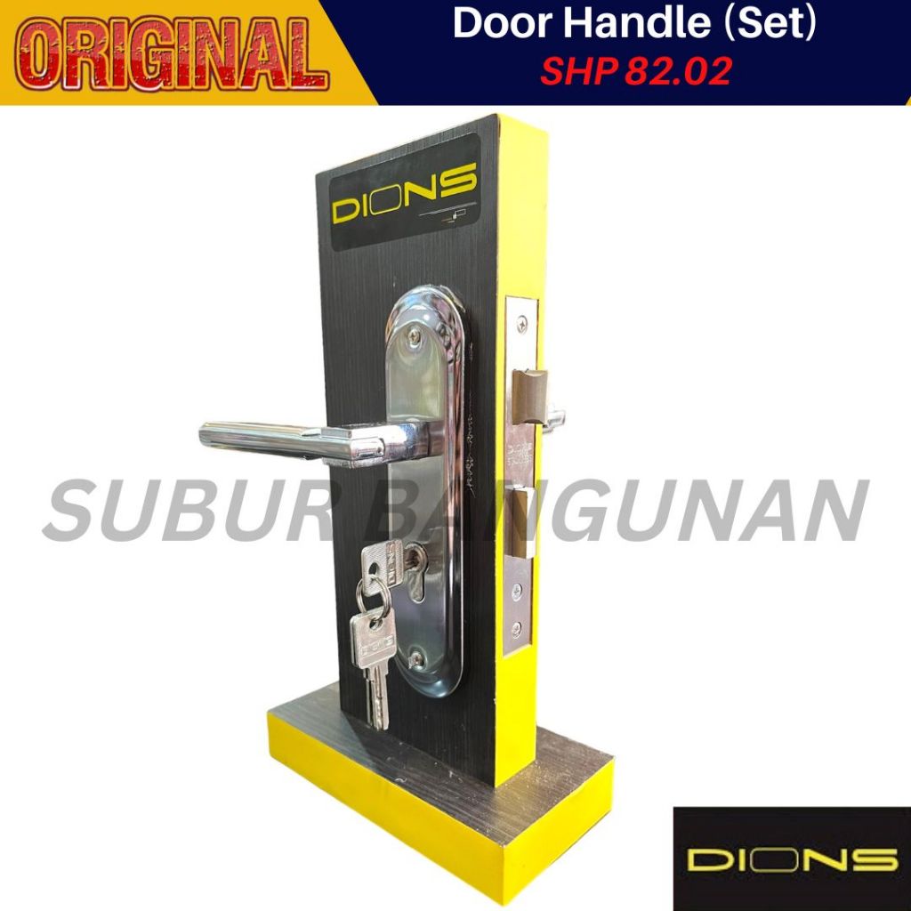 DIONS HANDLE Kunci Pintu SET/ GAGANG PINTU SET SHP 82.02 CHR AS LC40 US32D DC SCR