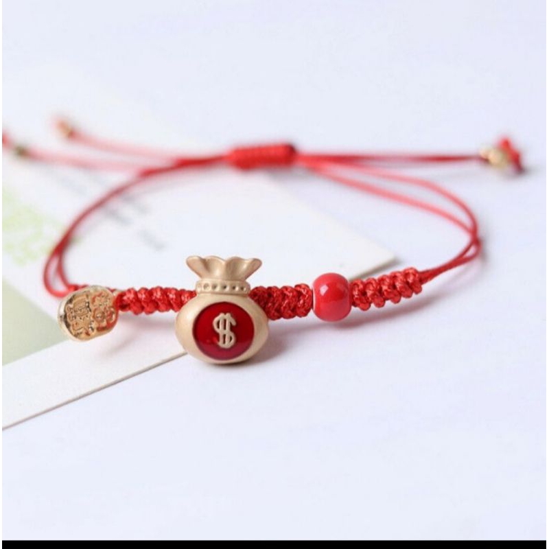 gelang pria/ wanita gelang tangan henmande warna merah gelang japan