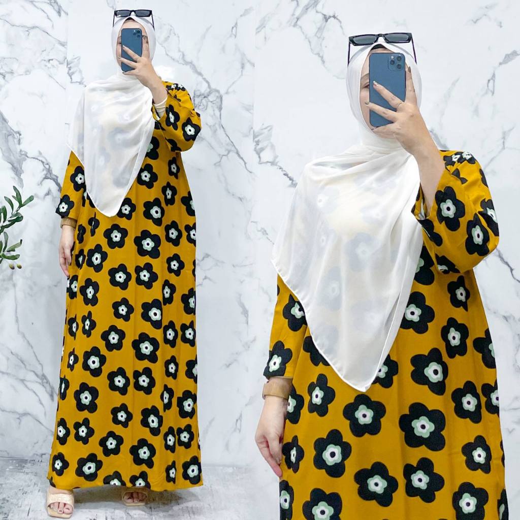 WAFA.STORE - TERLARIS Gamis Orina Daster Lengan Panjang Ld 120 PB 130 Busui Bahan Rayon Adem Halus -