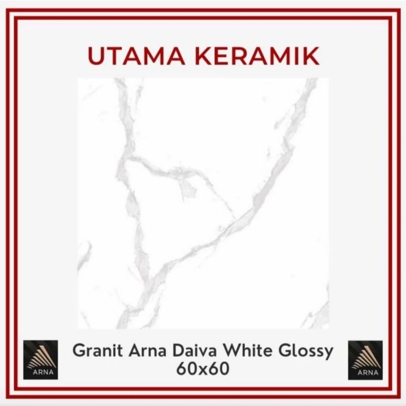 Granit Arna Daiva White Glossy 60x60 - Granit Lantai