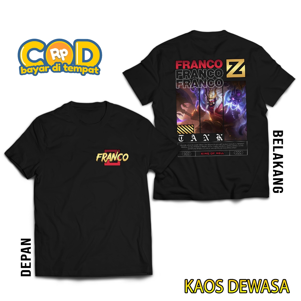 HOSINSHOP KAOS MOBILE LEGEND FRANCO - KAOS FRANCO KING OF HELL - HERO TANK - KAOS ML VIRAL - T-SHIRT