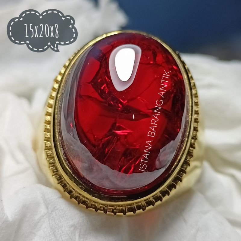 cincin batu red garnet pecah seribu asli sufer mewah