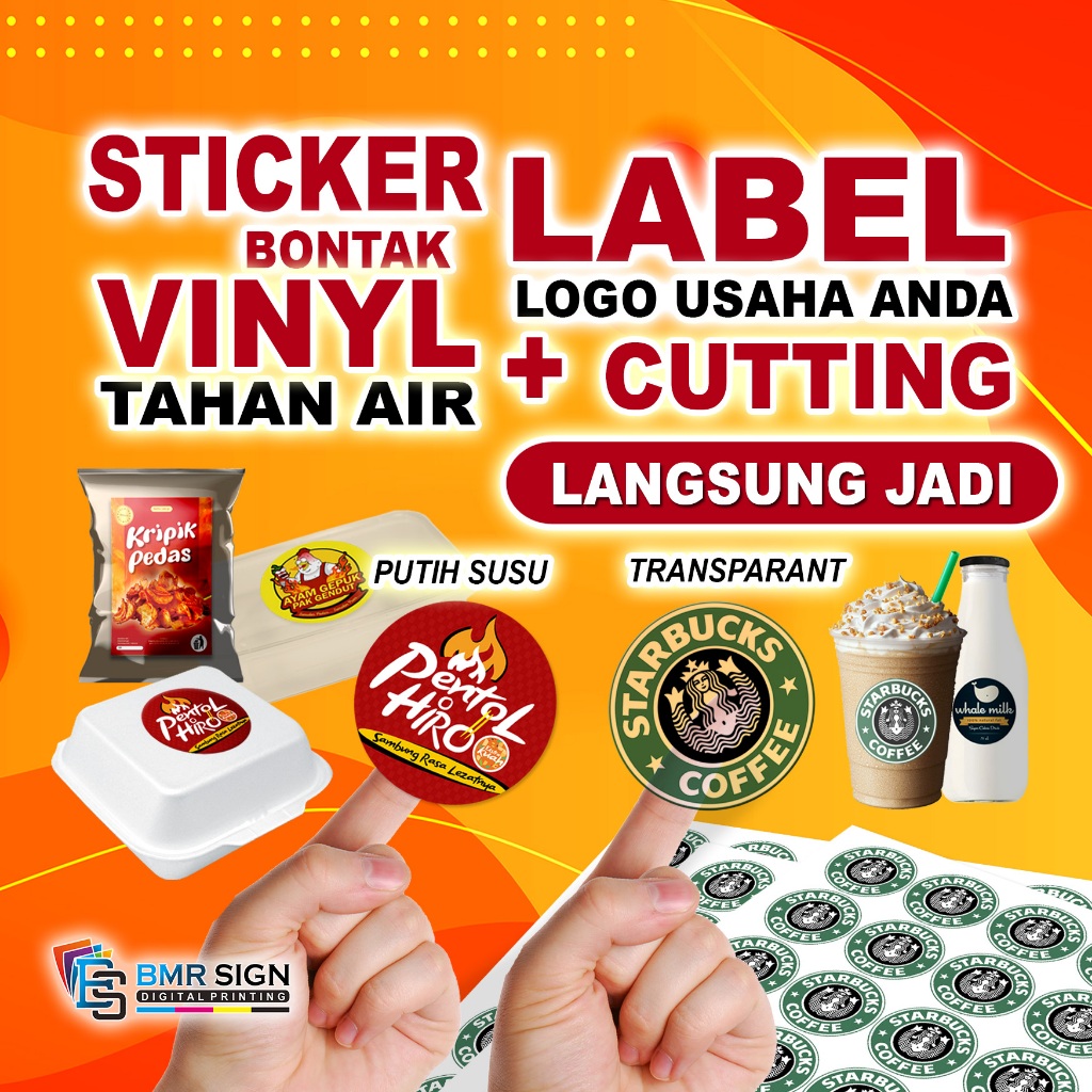 

Cetak stiker custom Cutting Label Produk makanan / minuman sticker Vinyl Putih Tahan Air / stiker vinyl transparant / sticker bontak