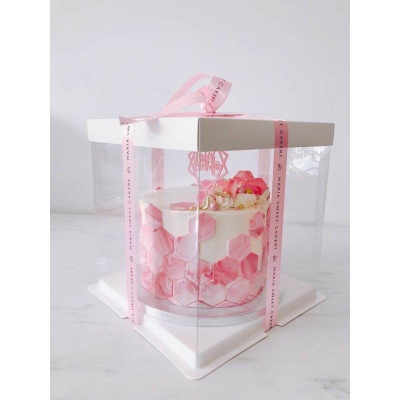 

CAKE BIRTHDAY DOUBLE CAKE UK D16 TEMA DISEGN ELEGANT PINK