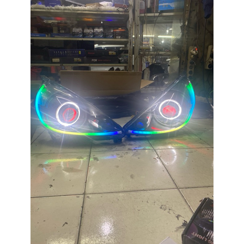HEADLAMP HONDA JAZZ GD3 PROJECTOR BILED DAN ALIS RGB RUNNING SEN