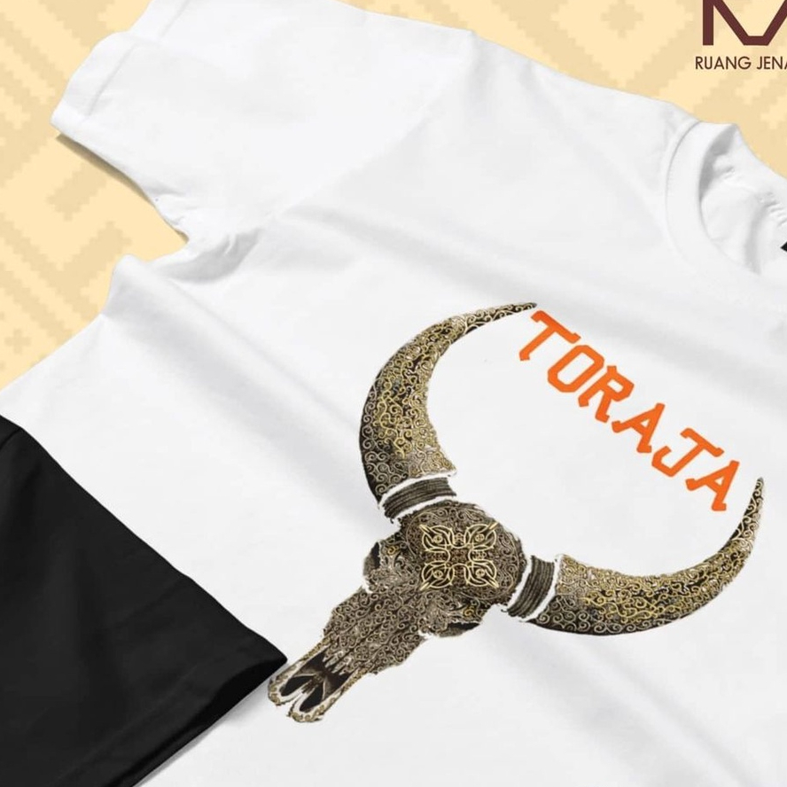 KAOS TORAJA MOTIF TANDUK TEDONG TENGKORAK SKULL
