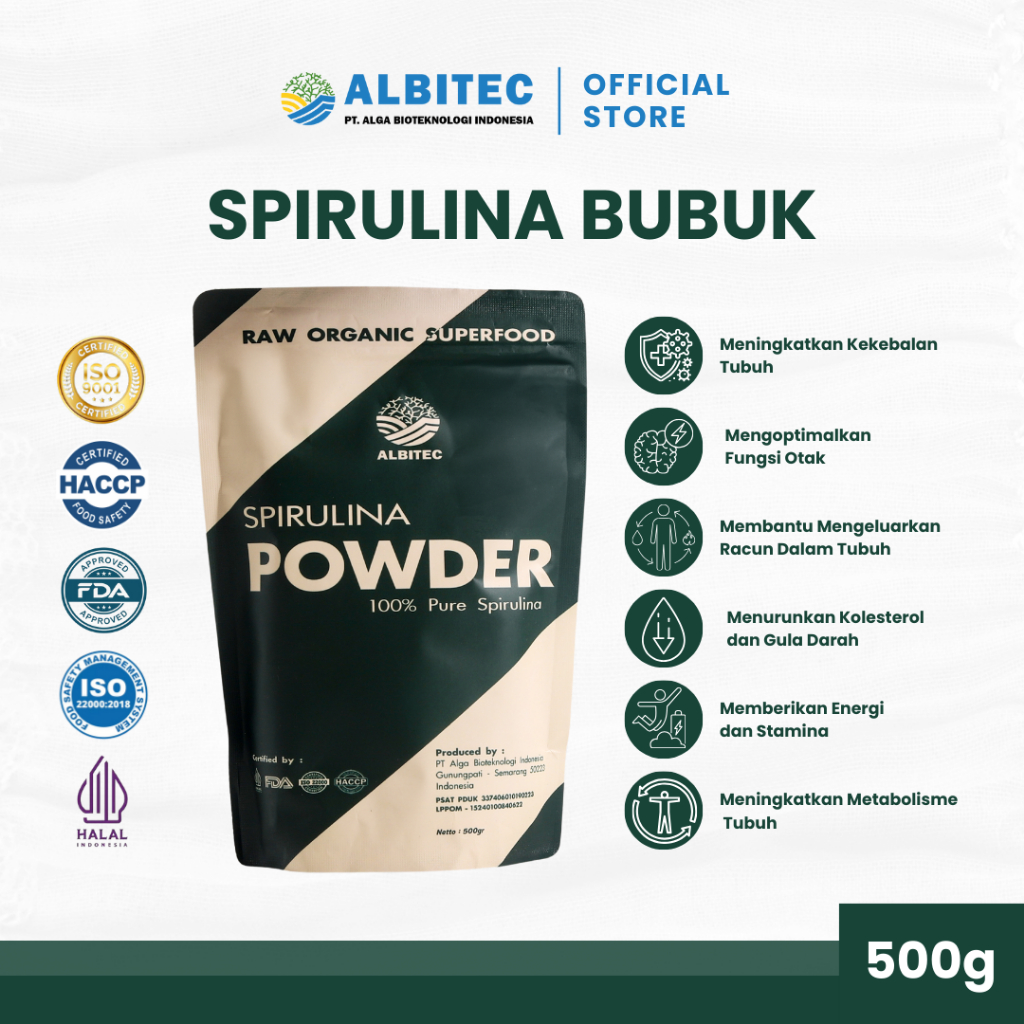 

Spirulina Powder Pure 100% Isi 500gr