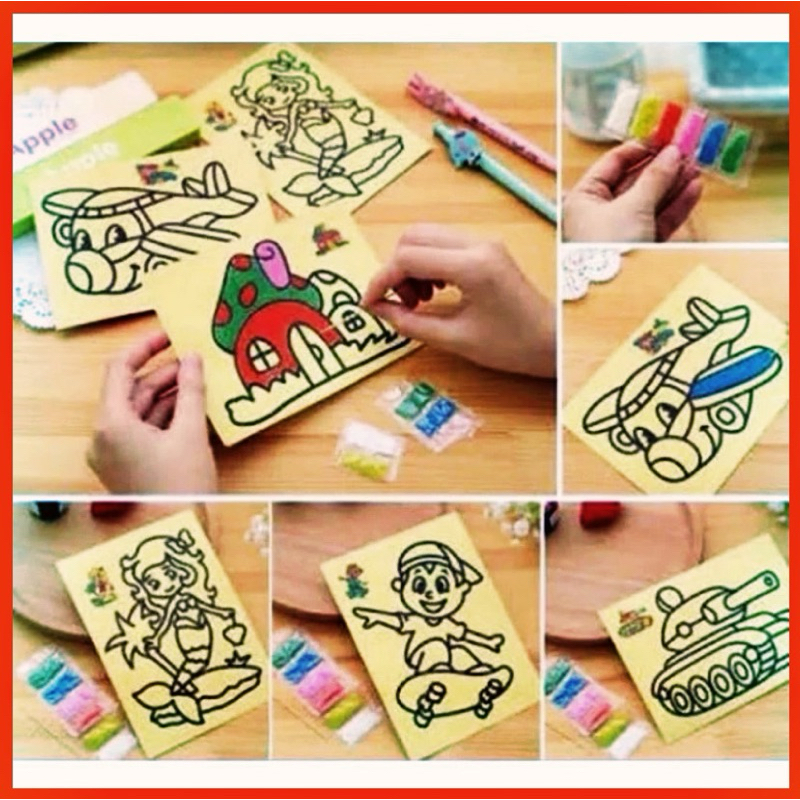 Magic Sand Art / Kertas Pasir Warna Warni / Melukis Pasir Mainan Sand Art