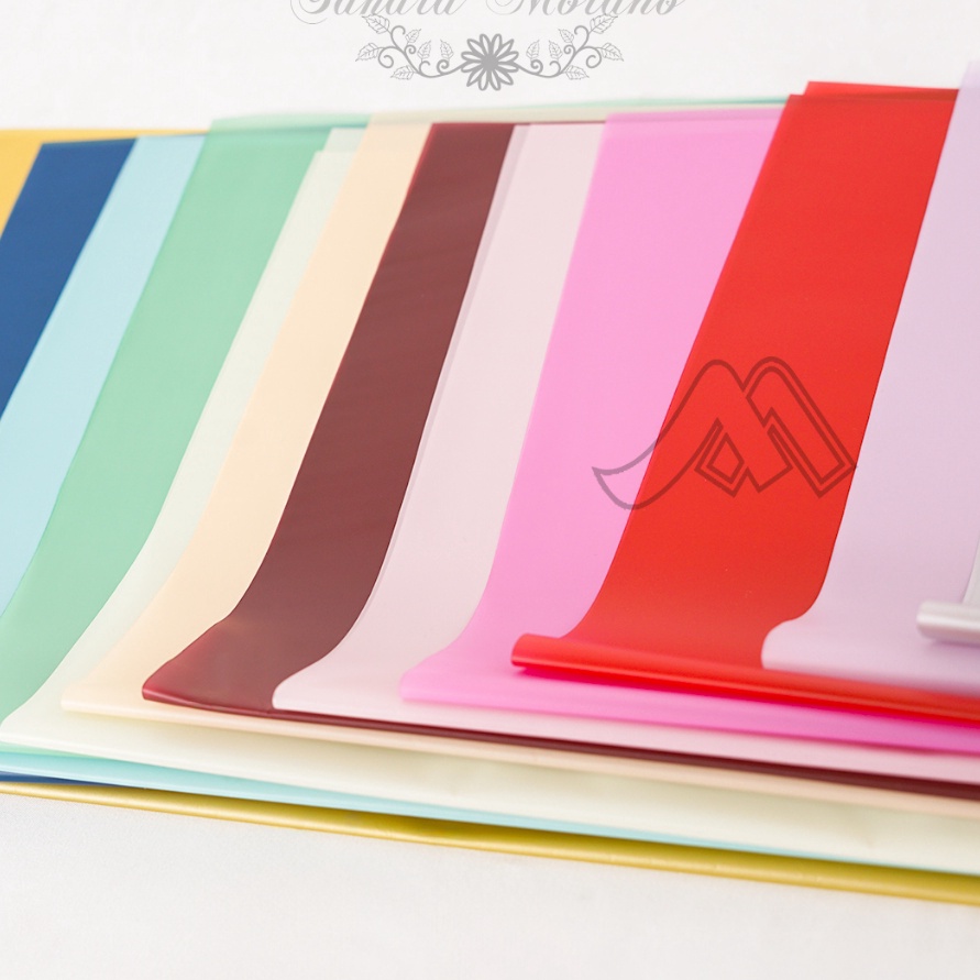 

Hemat 2 Pcs Flower Wrapping Paper Full Color Paper Cellophane Waterproof Kertas Buket Bunga Warna Polos Transparant