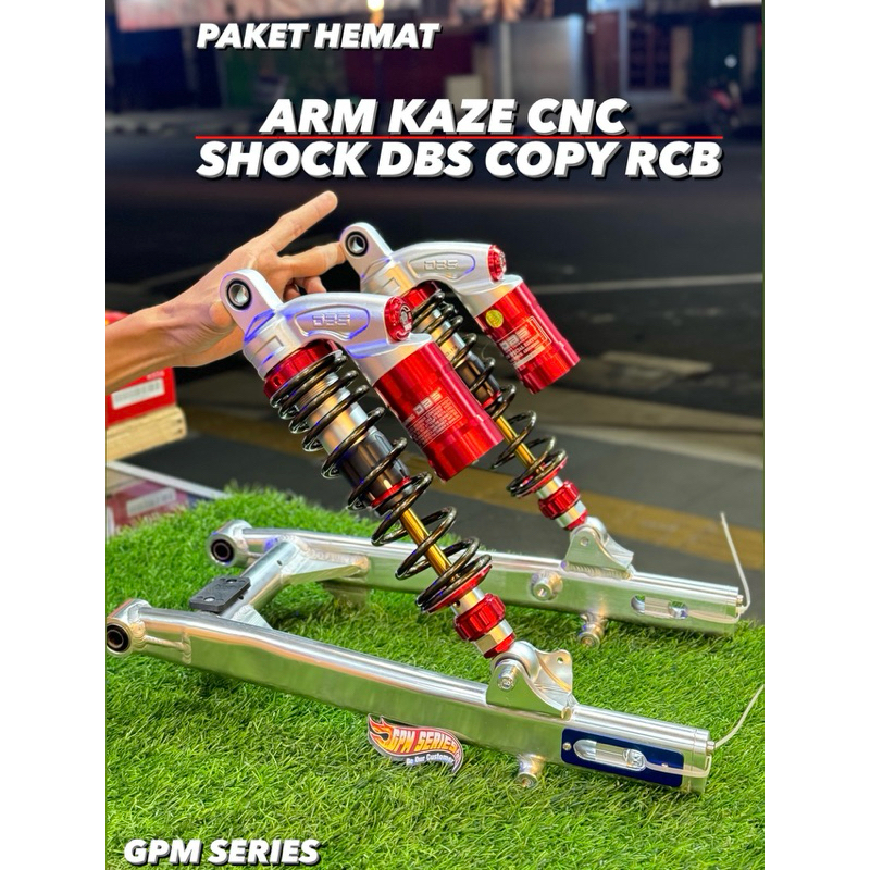 PAKET arm kaze almuniun cnc plus shock breaker dbs copy rcb 32mm 320mm pnp cb gl100 megapro gl max n
