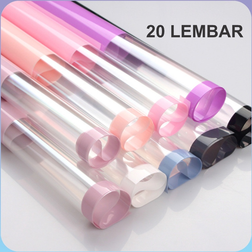 

FG2 2 LEMBAR Kertas Buket Cellophane Flower Wrapping Paper Color Frame Transparan List Waterproof KB654