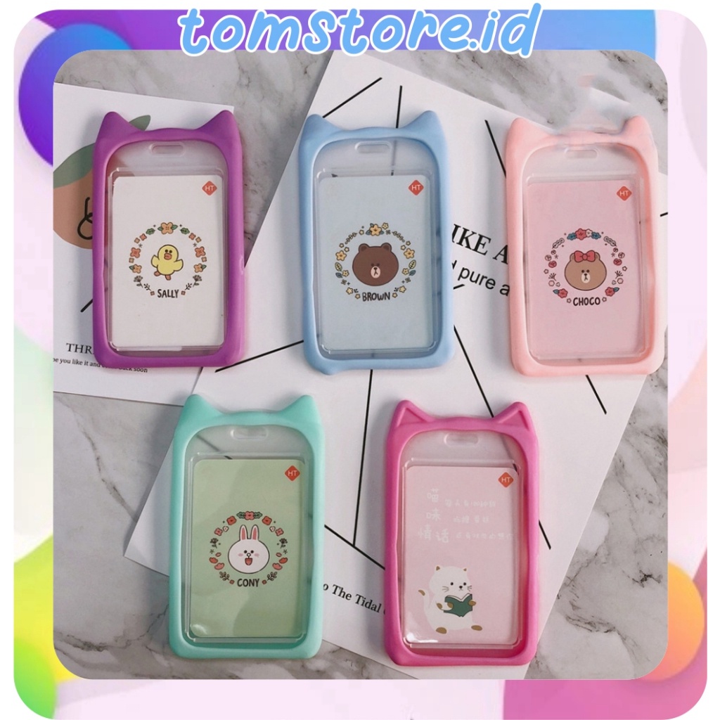 

2 IN 1 TOMSTOREID Name Tag Lanyard Gantungan Kartu Motif Kuping Id Card Holder Akses MRT Busway EMoney Bentuk Karakter Warna Pastel S91