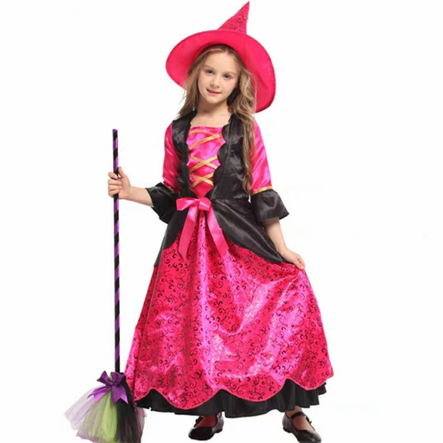 EKSKLUSIF Pink WITCH toddler girl costume halloween kostum penyihir anak