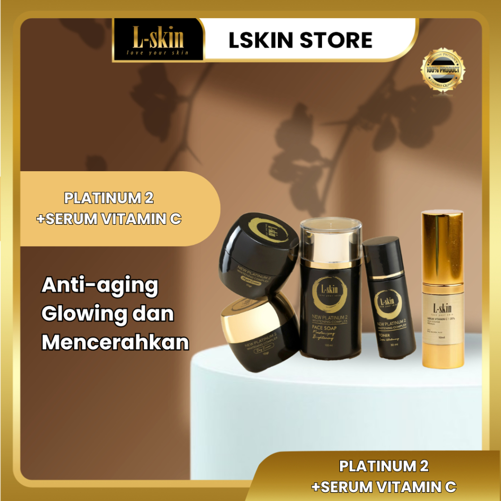 L-SKIN ❘ Bundling Paket Platinum 2 dan Serum Vitamin C| Kulit Kusam