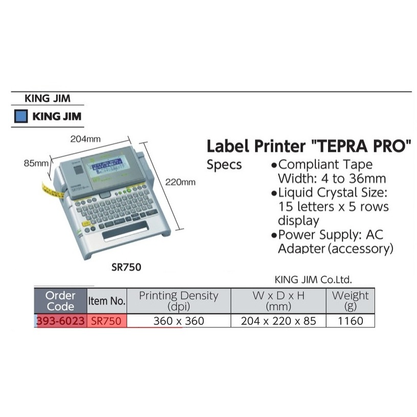 

KING JIM Label Printer Tepra PRO SR750