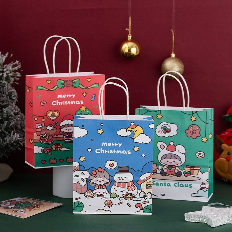 

5 pcs paperbag natal bahan kertas paperbag kertas tenteng christmas paperbag natal hamper hadiah lucu uk 21x18x8cm