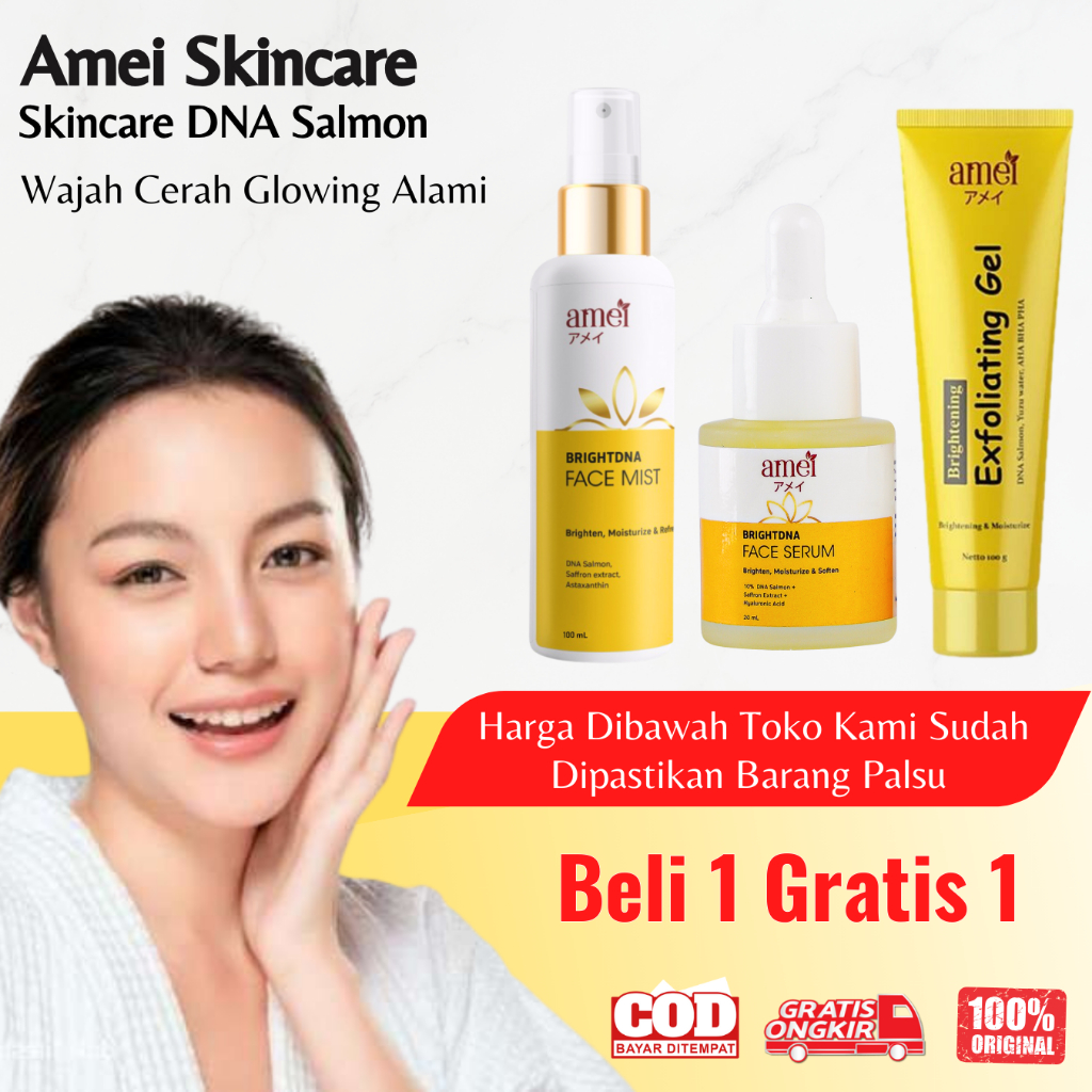 SKINCARE 1 PAKET - Amei Exfoliatiang Gel - Exfoliating Gel - Eksfoliasi Gel - Exfoliating Gel Wajah