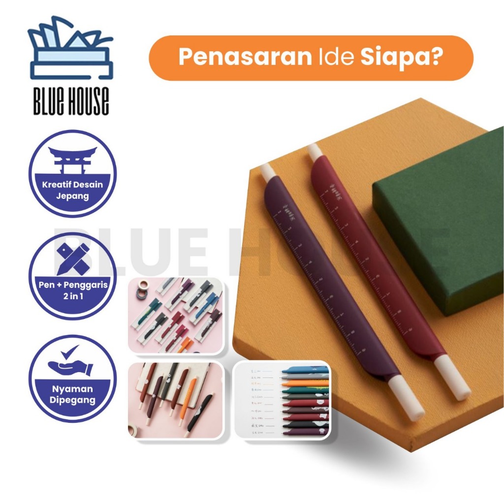 

Pulpen Penggaris Aesthetic 2 in 1 Motif Karakter Alat Atk Desain Jepang
