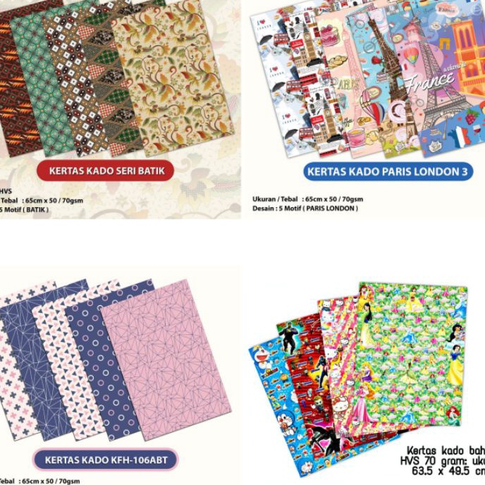 

FG2 FREE BUBBLE WRAP DUS 5 Lembar Kertas Kado Aneka Motif Karakter 65 cm x 5 cm7 gsm