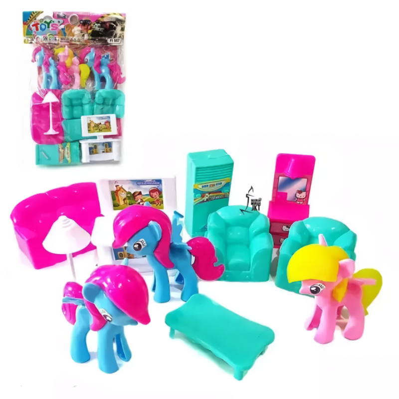 Mainan Kuda Pony 3pcs plus Set Sofa FI 557 / Mainan Furniture Set / Mainan Peran