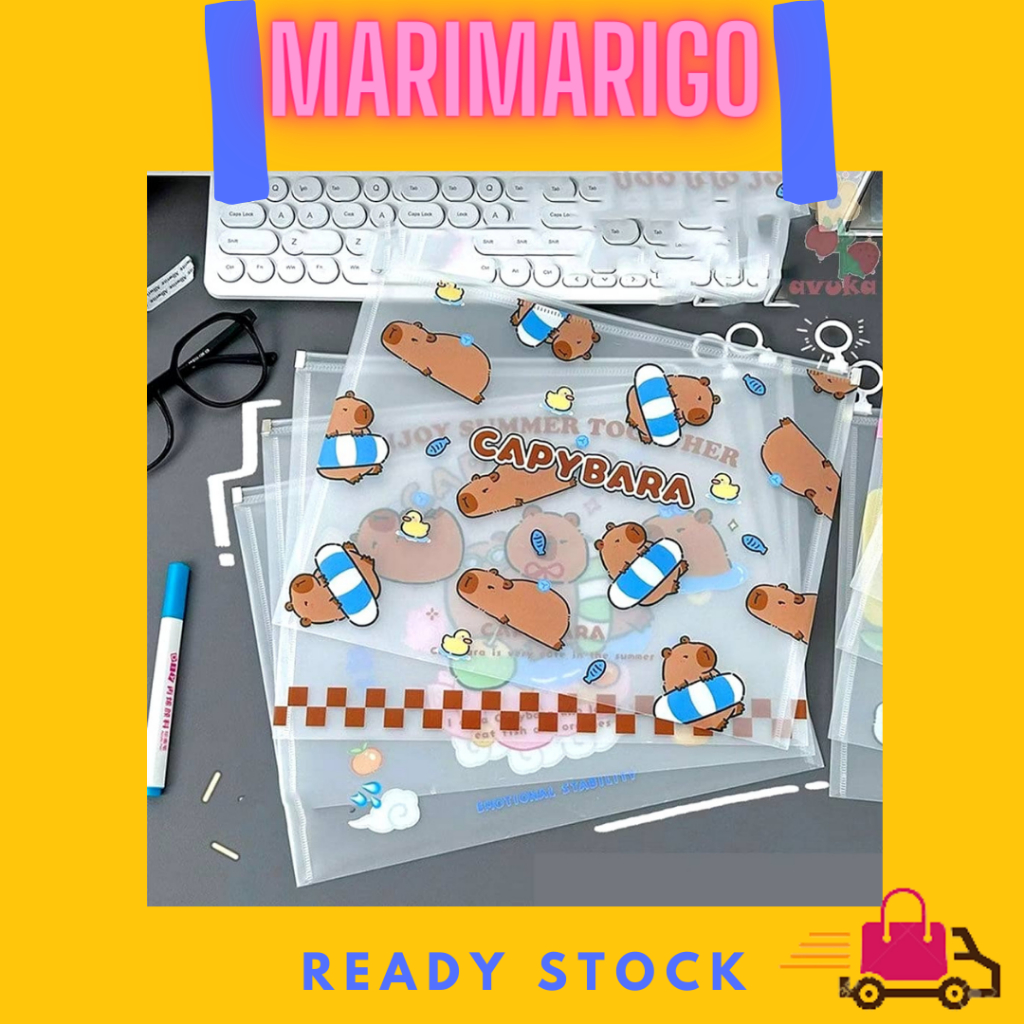 

4IN1 MAP RESLETING FILE DOKUMEN A4 KARAKTER CAPYBARA PLASTIC FOLDER BAG ZIPPER