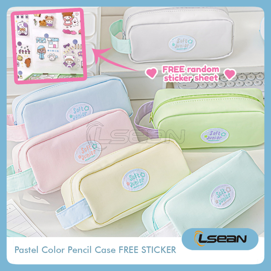 

ROSY POSY PENCIL CASE CUTE KOREA AESTHETIC PASTEL SEKAT TRANSPARAN FREE STICKER