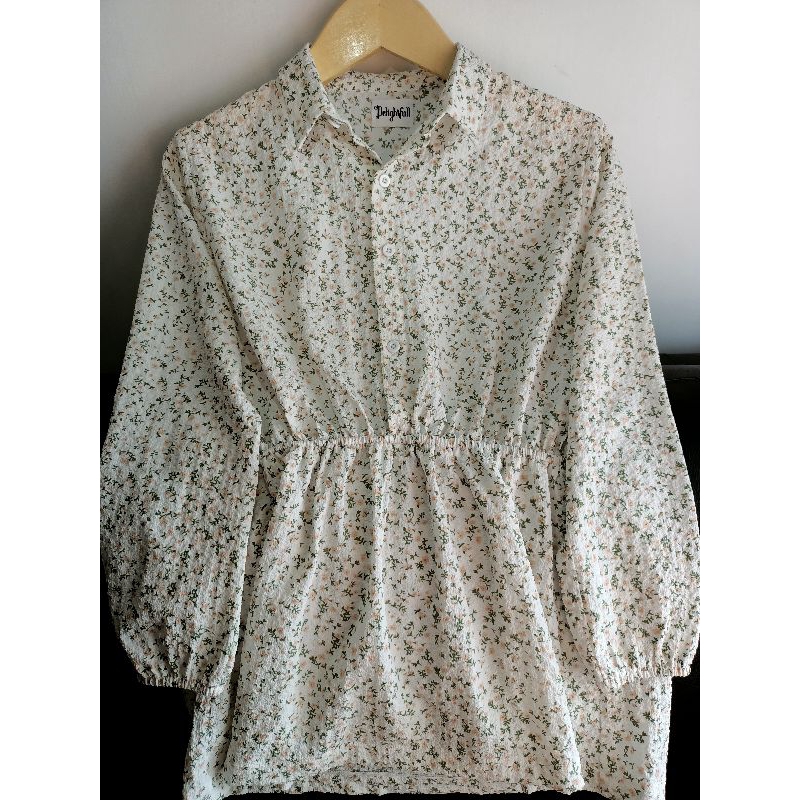 blous Korea style/atasan wanita motif bunga/atasan muslim wanita/pakaian wanita