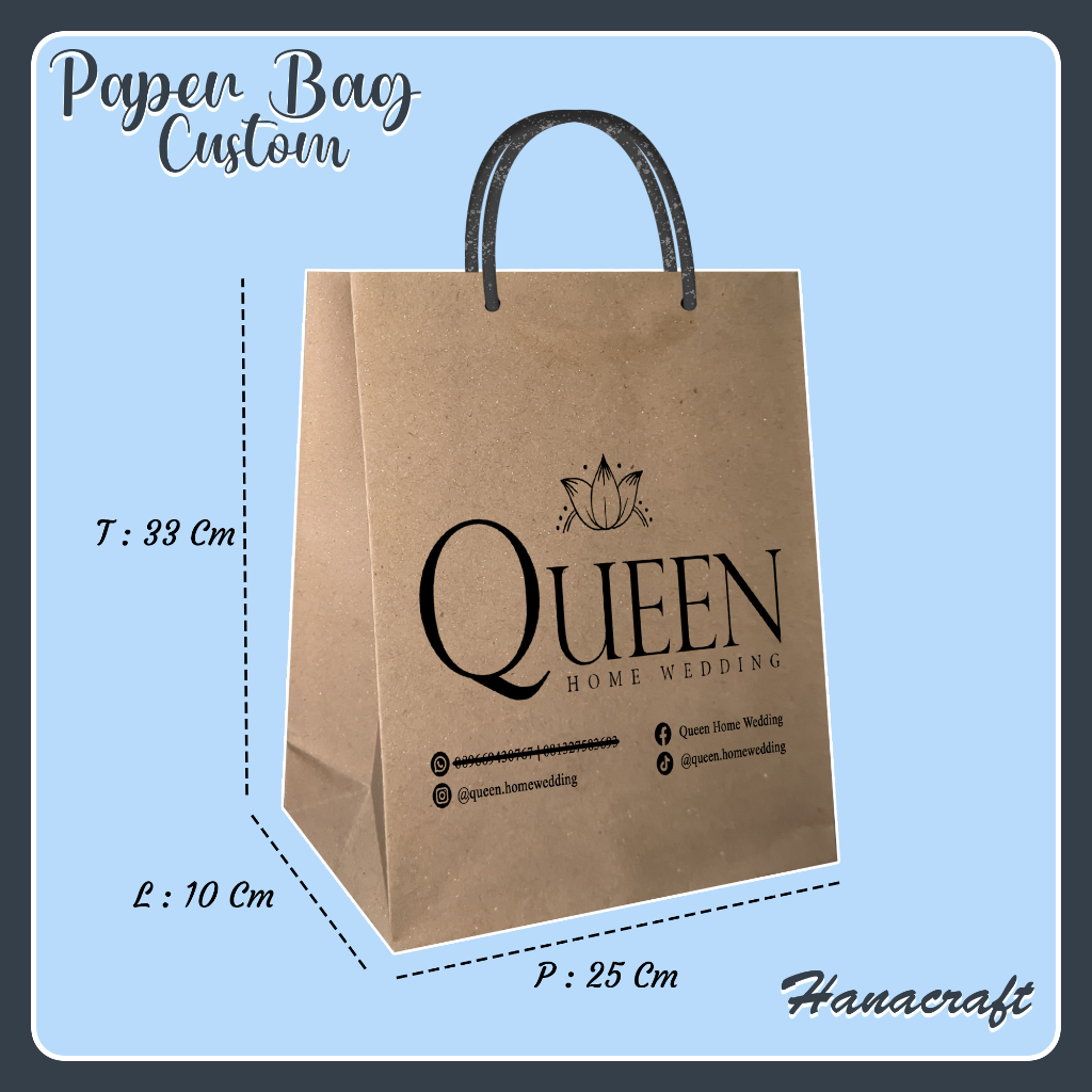 

Paper Bag Custom "25*10*33" | Polos / Sablon | Free Desain | Proses Kilat