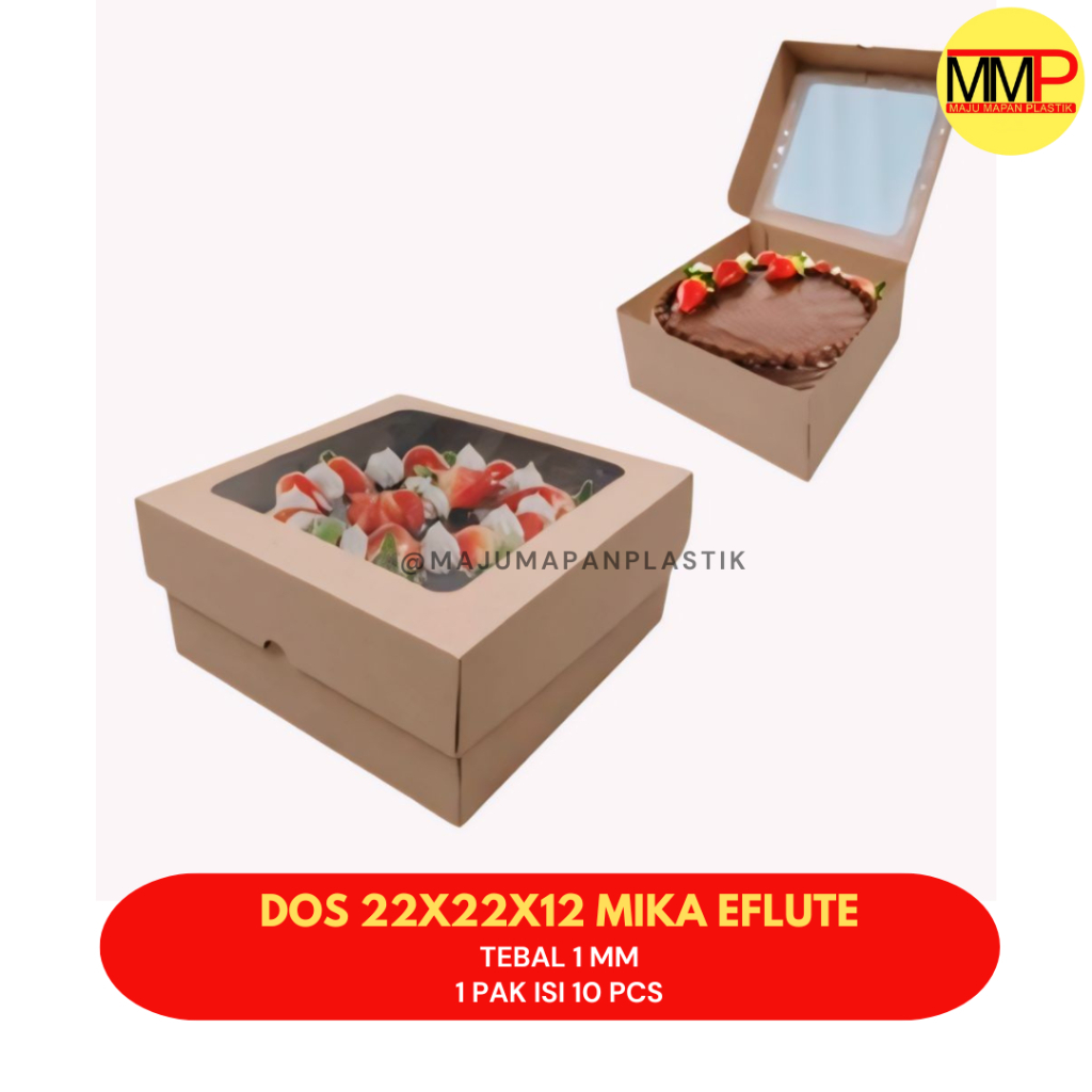 

[10 PCS] Dus Kraft Eflute Tutup Mika 22x22x12 cm dan 25x25x12 cm