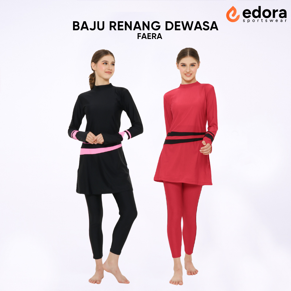 Edora Sportswear - Baju Renang Panjang Handsock Baju Renang Jumbo Wanita Slimfit - Faera
