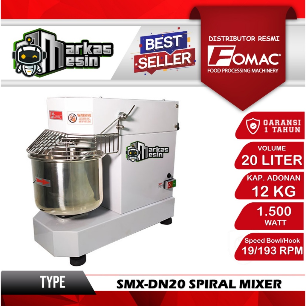 FOMAC Spiral Mixer 20 Liter SMX-DN20 Mesin Pengaduk Adonan Roti Donat Spiral