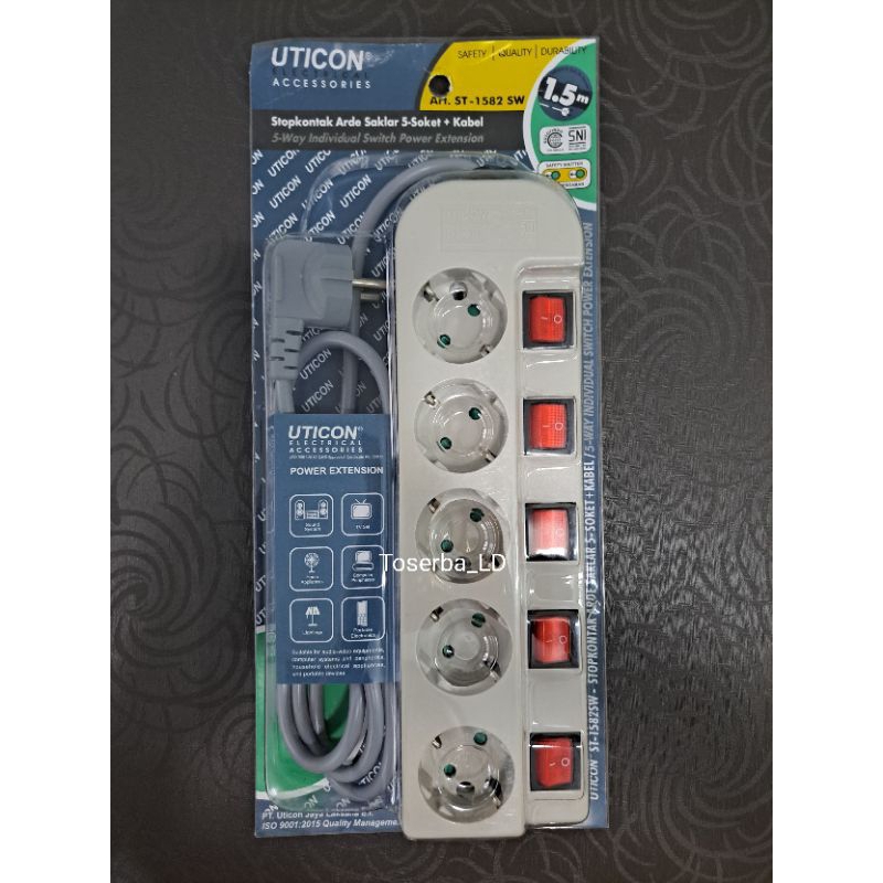 Stop Kontak 5 lubang + saklar Uticon