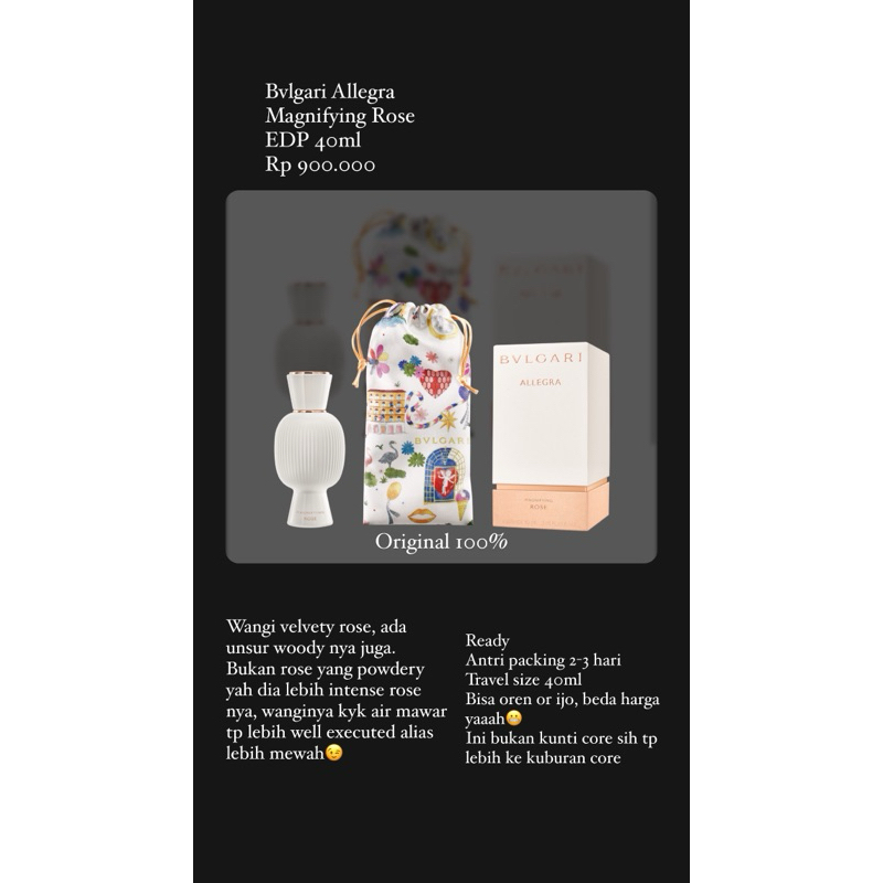 Bvlgari Allegra Magnifying Rose EDP 40ml ORIGINAL