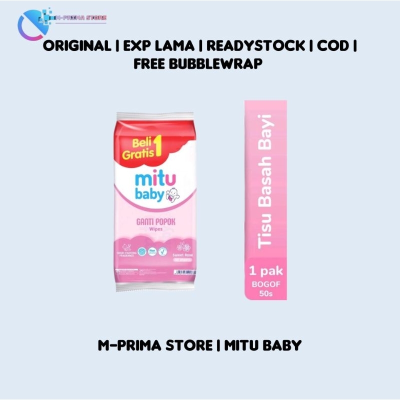MITU BABY FRESH AND CLEAN - SWEET ROSE (PINK) - TISU BASAH BAYI | 50'S