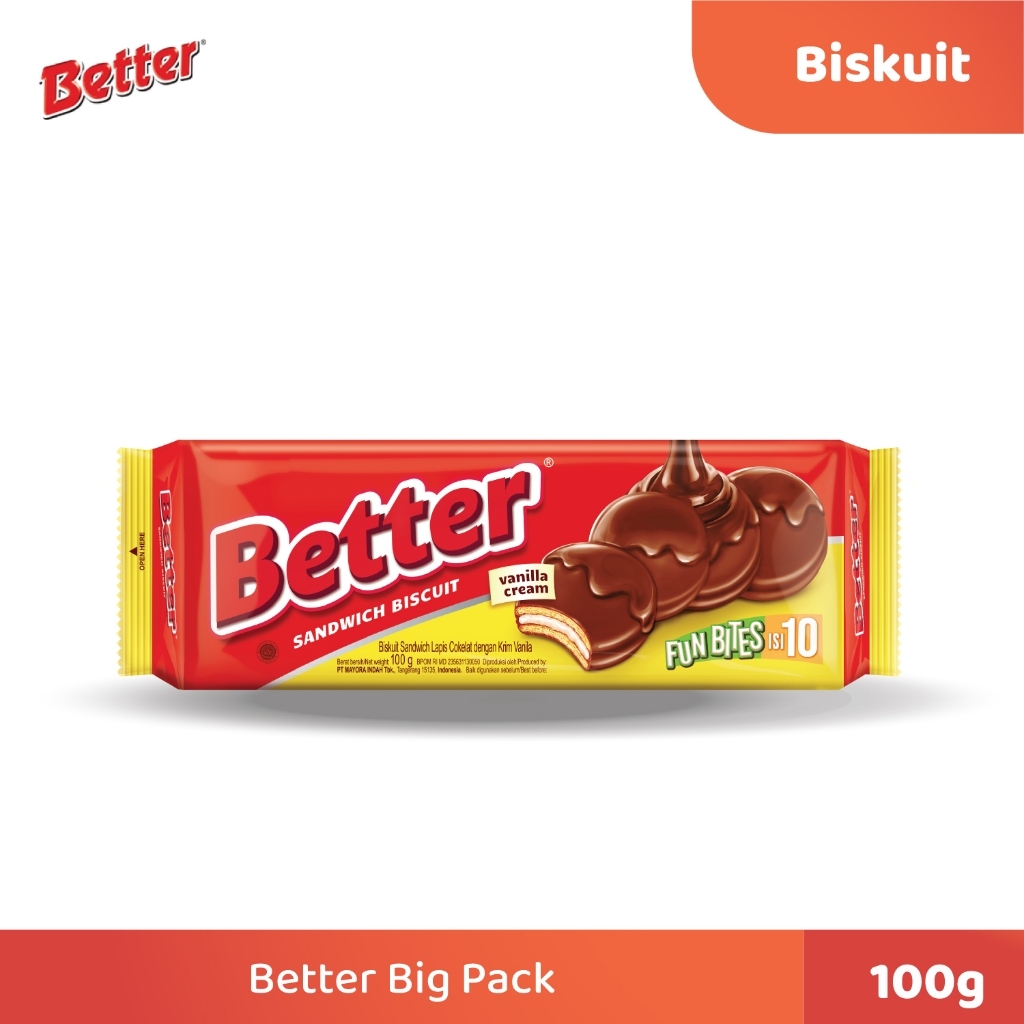 

Better Fun Bites Big Pack Sandwich Biscuit Biskuit Coklat Kemasan Pack 100g