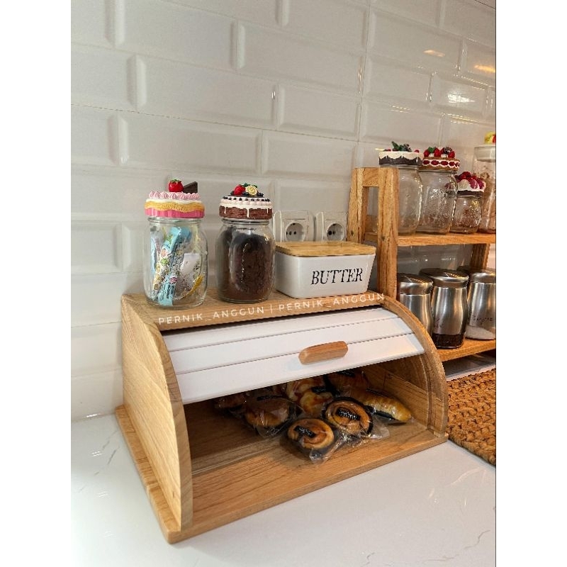 Storage bread box kayu tempat roti wadah roti camilan