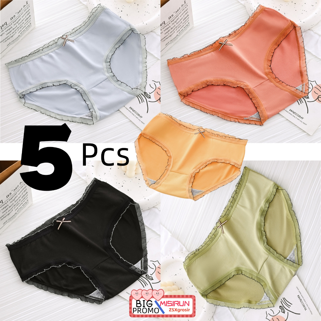 {COD✅}5 PCS✨cd wanita renda sexy celana dalam seamless wanita Gaya Lucu Jepang celana dalam wanita k
