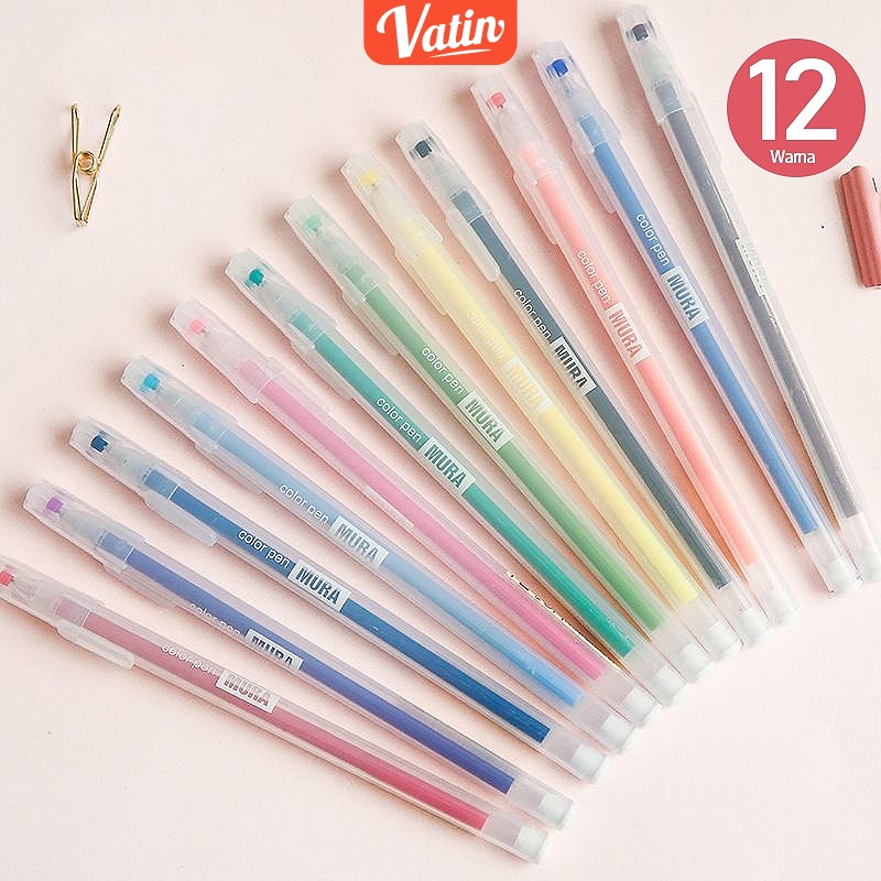 

Color Gel Pen Pulpen Gel 12 Warna Cerah Needle Tip 0.5mm -Vatin_Shop