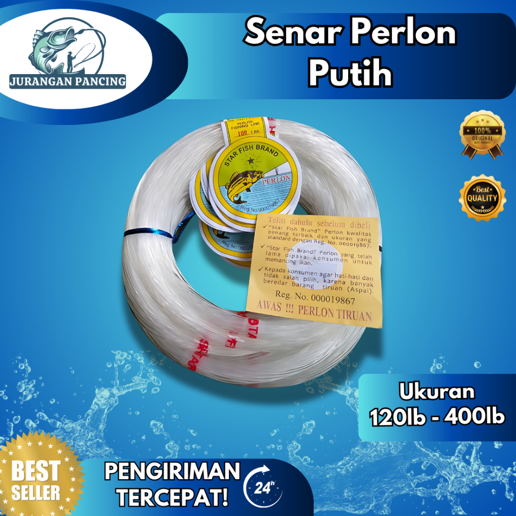 senar perlon putih 300 meter ORI 120lbs/150lbs/200lbs/250lbs/300lbs.