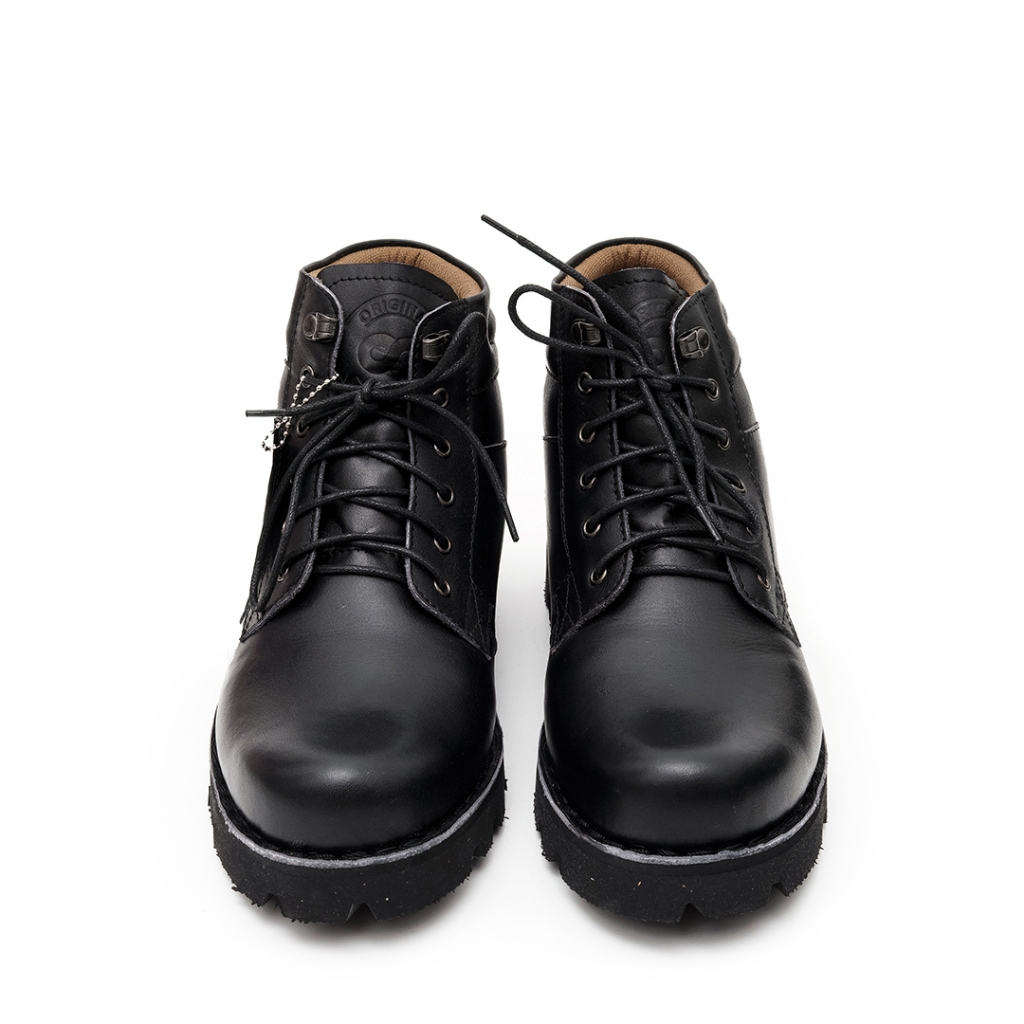 Safety Boots Original Leather Odon Cibaduyut Premium Sepatu Pria Casual Hitam Coklat Ujung Besi New