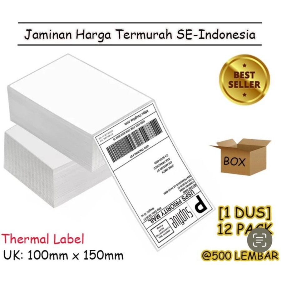 

KERTAS RESI LABEL THERMAL BARCODE A6 100x150 mm (500 Pcs)