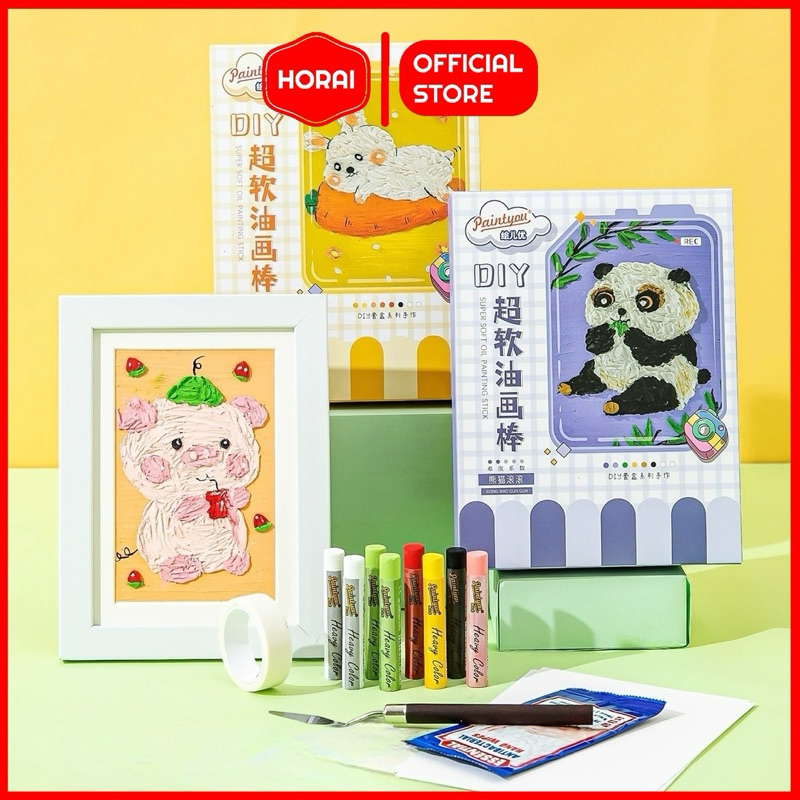 

(1 BOX) Paintyou Crayon Artisan Grade Set Menggambar Anak Remaja Krayon Minyak DIY Animal Series Non Toxic Box Set Free Paper Masking Tape Palette Knife