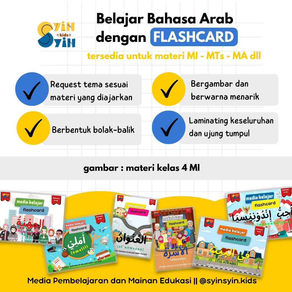 SYINSYIN.KIDS - FLASHCARD MATERI BAHASA ARAB KELAS 4 MI/SD (MEDIA PEMBELAJARAN BAHASA ARAB)