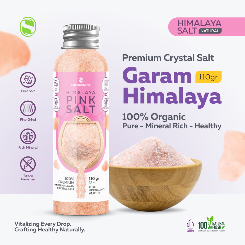 

Garam Himalaya Organik - Himalayan Pink Salt - Diet Detox - JSR - Garam Organik Premium MPASI