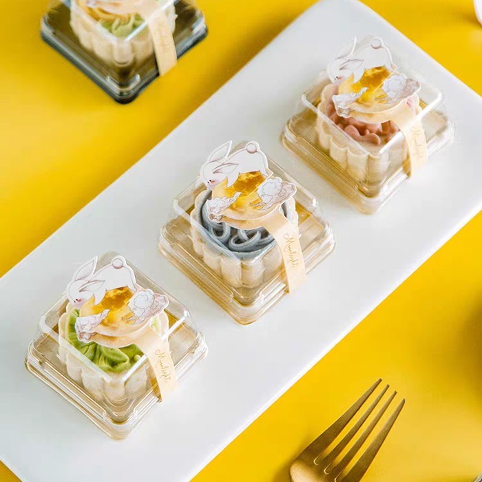 

(1LEMBAR ISI 6PASANG) LABEL MOONCAKE KELINCI 3D LABEL KUE BULAN