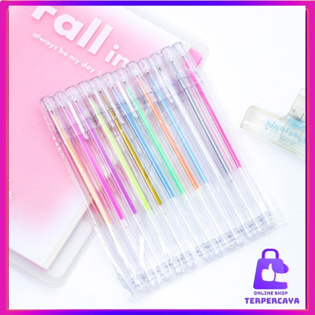 

OST Pena Glitter Metalik 0.9mm Pulpen Warna Warni Gold Colour Gel Pen Tinta Metallic Ballpoint Craftwork Scrapbook Silver White Gel Ink