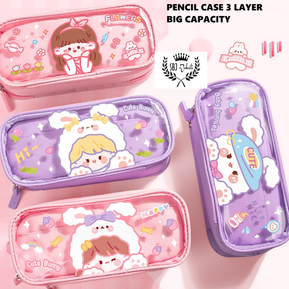 

Tempat Pensil Kotak Pensil 3 Layer Kapa Bear Pensil Case SBJKP3L KODE E7R5