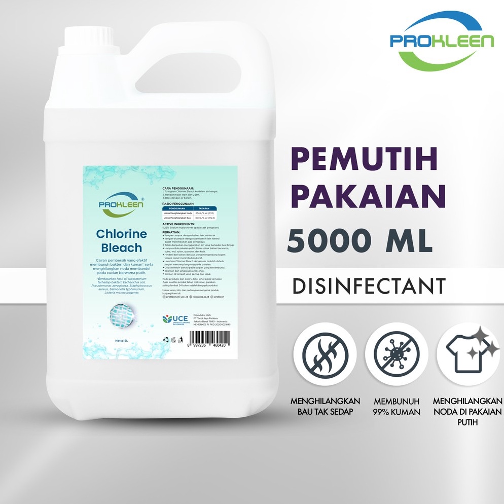 KODE A84Q PROKLEEN Pemutih Pakaian Penghilang Noda Disinfectant PREMIUM 5L Berat Sesuai